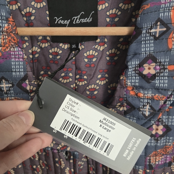New YOUNG THREADS Colorful Patchwork Button-Up Quilted Jacket - Picture 2 of 8